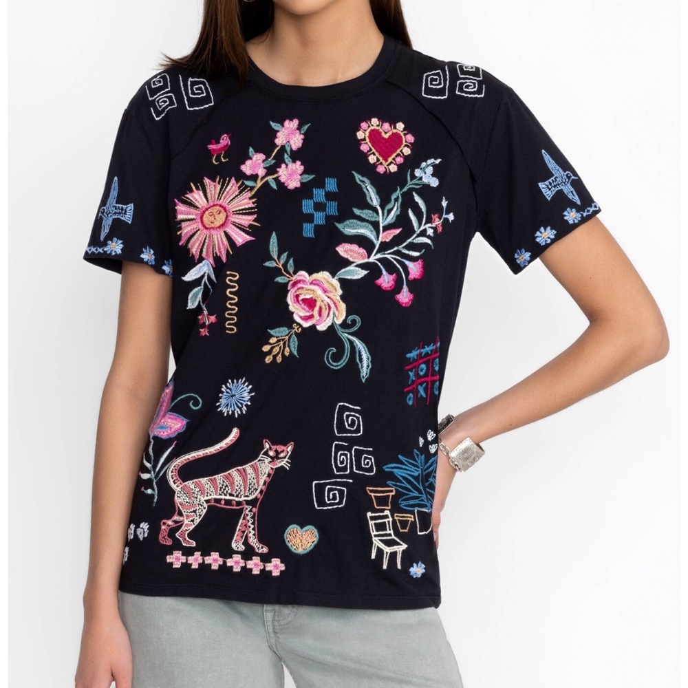 NWT Johnny Was Carmene Raw Detail Raglan $150 Tee